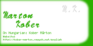 marton kober business card