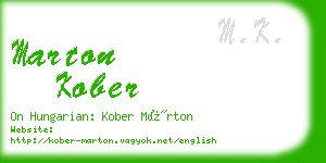 marton kober business card